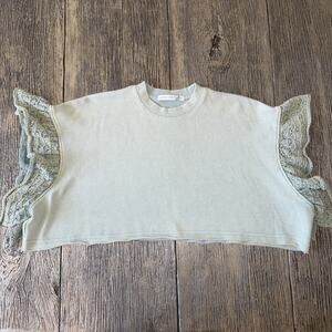 ALTAR'D STATE Cropped Oversized Sweatshirt Knitted Flutter Sleeves Size Small